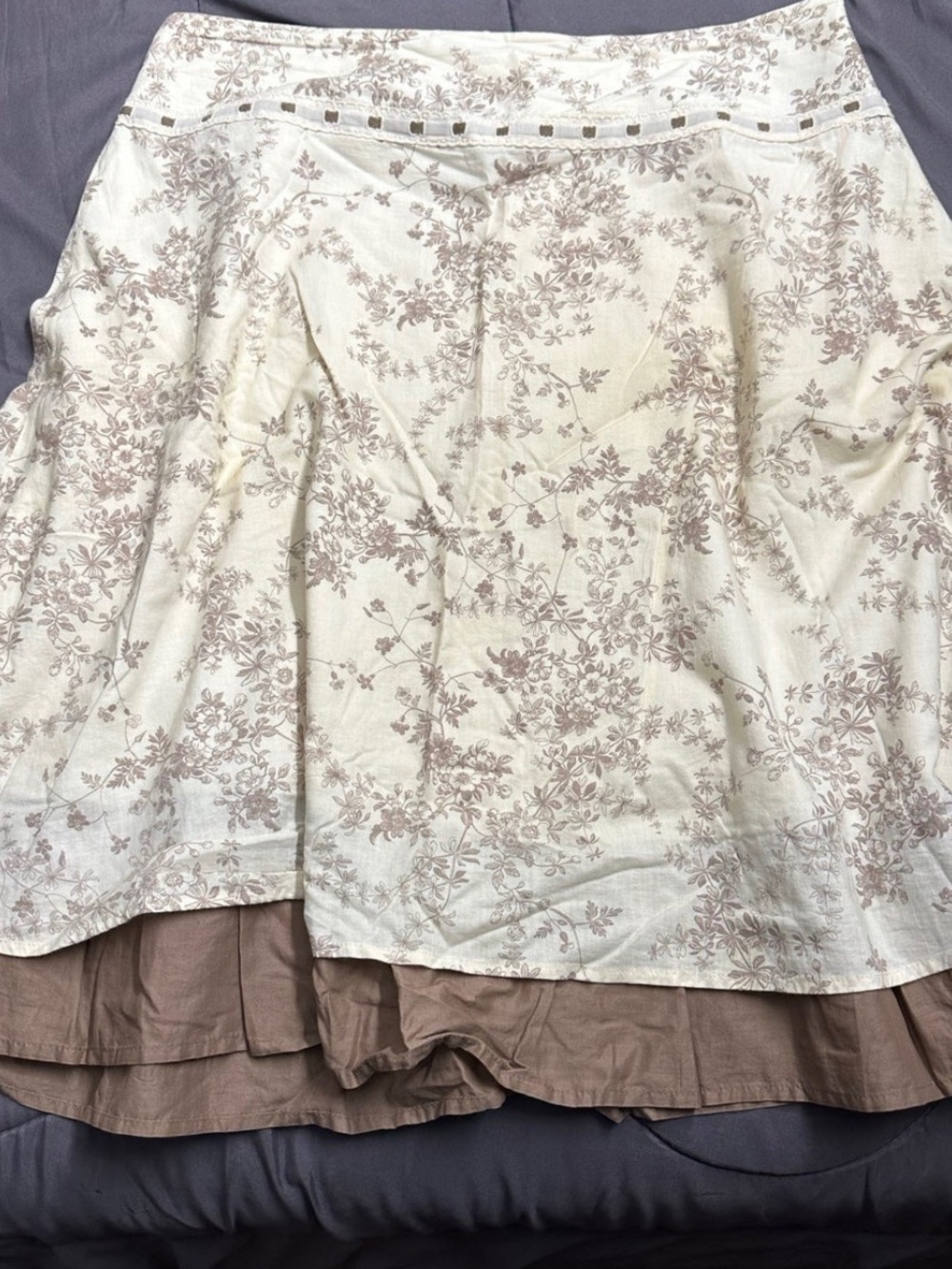 A-Line Skirt in Cream and Taupe